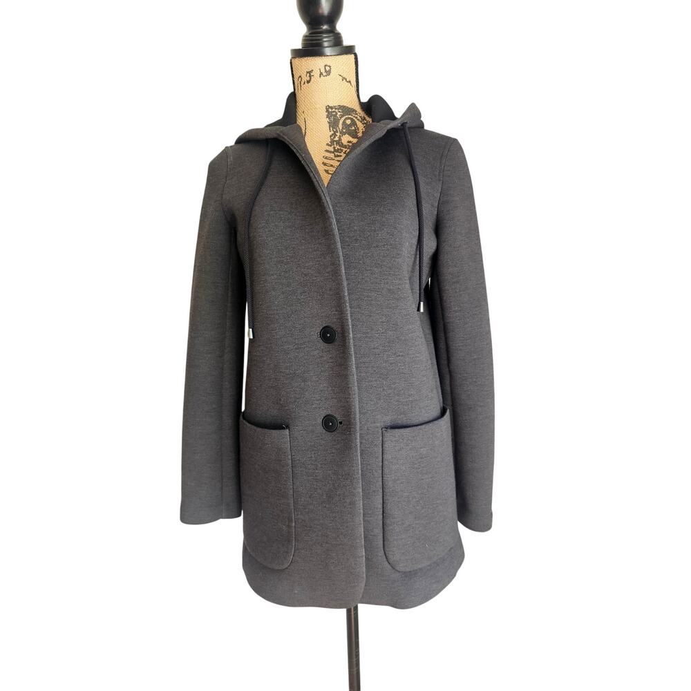 Nic+Zoe Hooded Gray Jacket With Pockets Elegant Casual Traditional XS